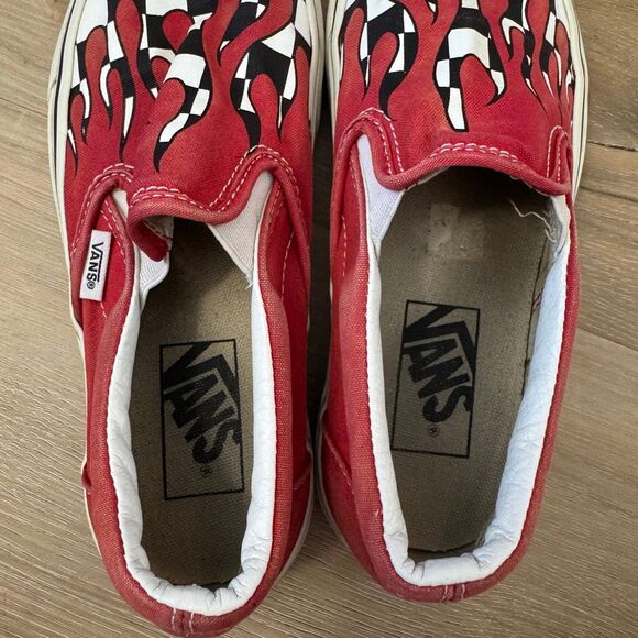 Vans Classic Slip On Checkerboard Flame Red Blood Drip Graphic Shoe Kids 4Y - Picture 5 of 10